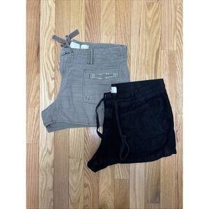 Women's Anthro & Lou & Grey Shorts – Olive & Black Cotton Linen  - Size M/L